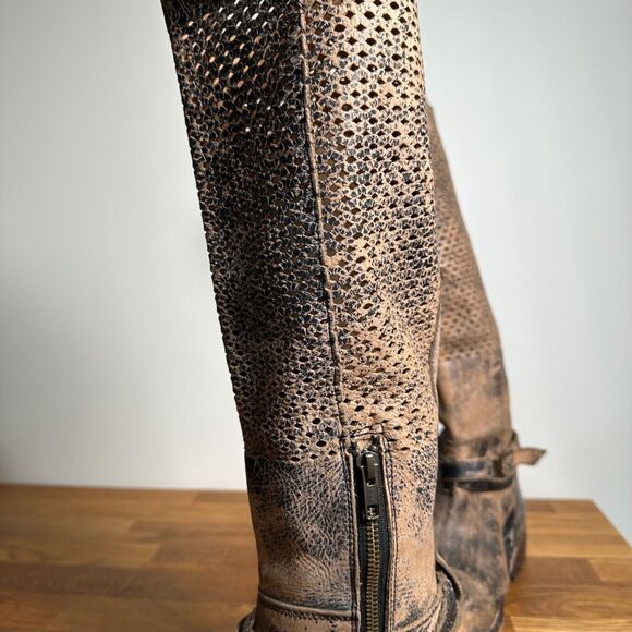 BedStu Biltmore Black Lux Riding Boots Women's 9.5 Distressed Brown Perforated - Picture 13 of 16